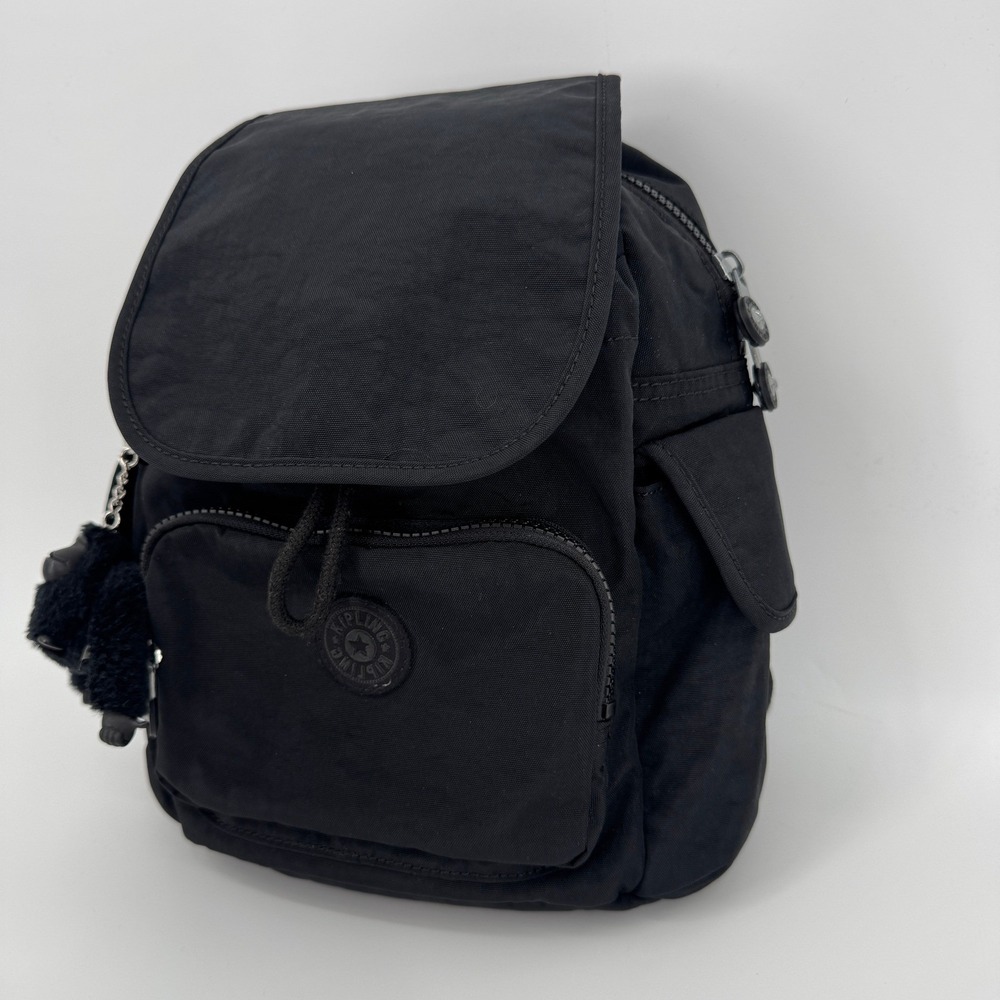 Kipling City Pack Small Backpack Black Nylon Monkey Keychain Travel School Bag - Picture 7 of 10